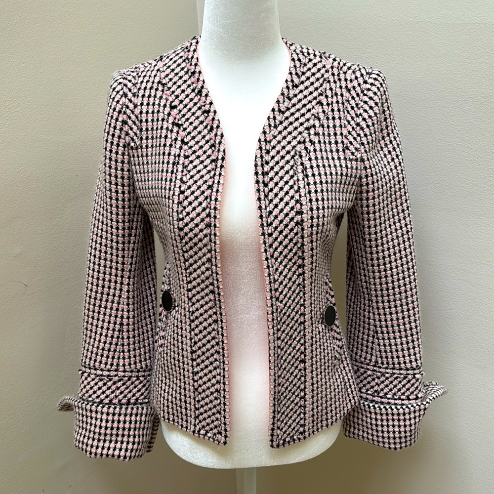 TULEH- Pink, White & Black Wool & Angora Jacket